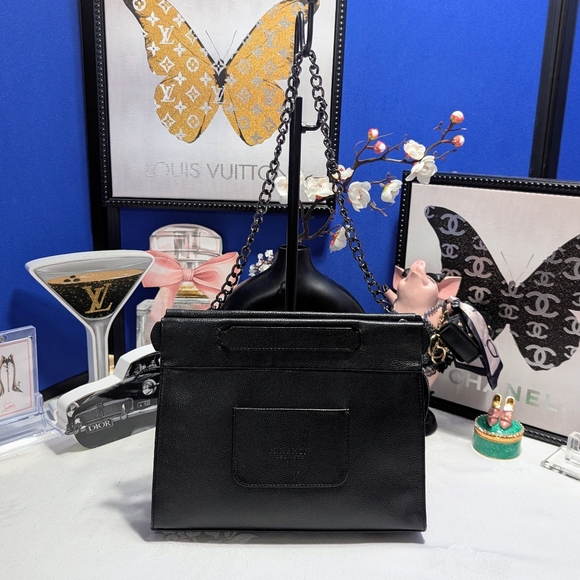 Min & Mon Handbags - Min & Mon Of New York Vali Leather 2 Way Black Leather Bag With Colored Zipper